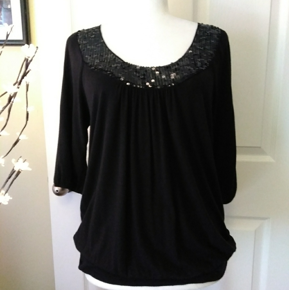 TAKARA sequinned cotton top.
